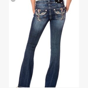 Miss Me Cross Rhinestone Boot Cut Denim Jeans